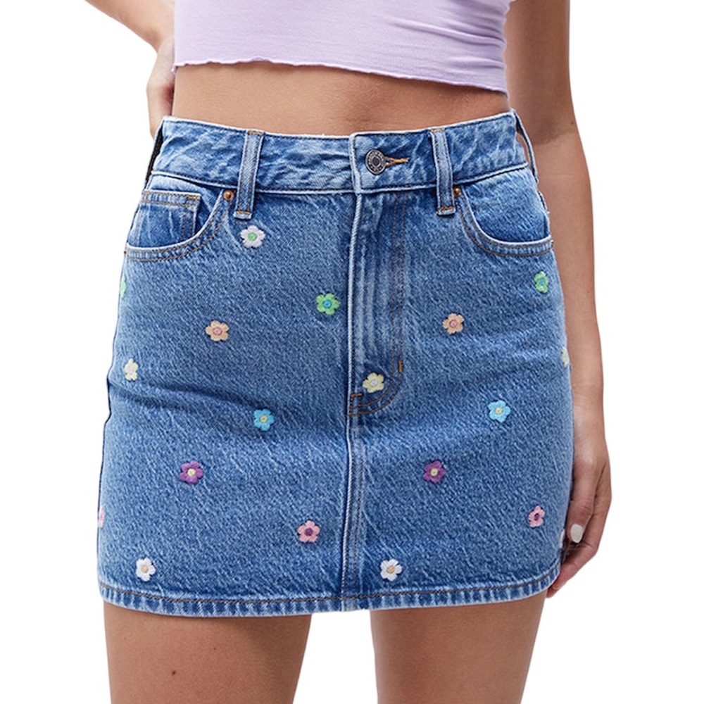 PacSun Eco Flower Power Ultra High Waisted Denim Mini Skirt Size 26